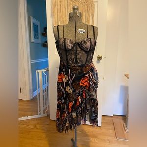 Black Floral Midi dress